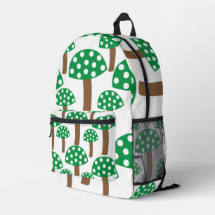 Green Mushrooms Pattern  Printed Backpack