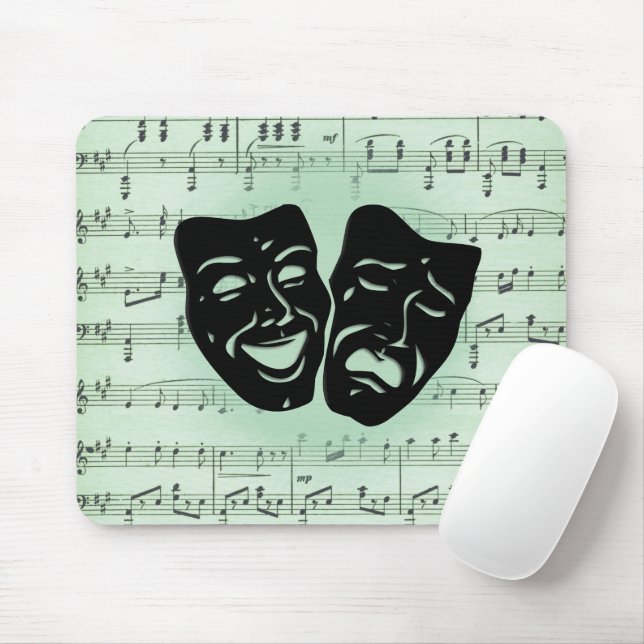 Green Music and Theater Greek Masks Tote Bag Mouse Mat (With Mouse)