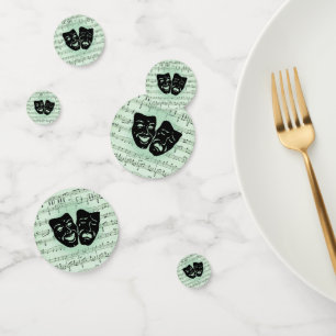 Green Music and Theatre Greek Masks Confetti