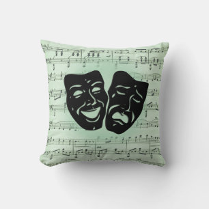 Green Music and Theatre Greek Masks Cushion