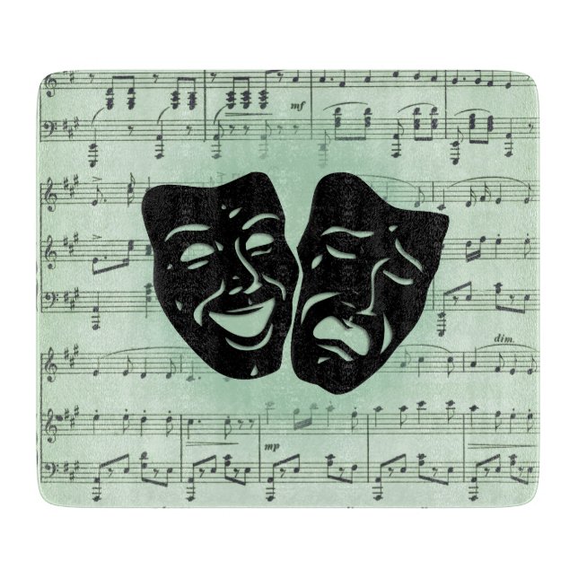 Green Music and Theatre Greek Masks Cutting Board (Front)