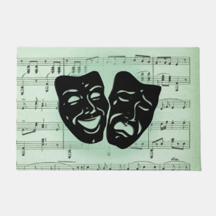 Green Music and Theatre Greek Masks Doormat