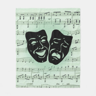 Green Music and Theatre Greek Masks Fleece Blanket