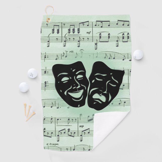 Green Music and Theatre Greek Masks Golf Towel (InSitu)