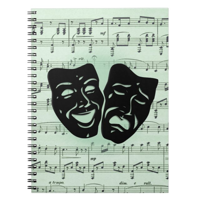 Green Music and Theatre Greek Masks Notebook (Front)