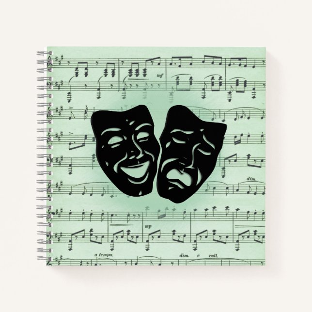 Green Music and Theatre Greek Masks Notebook (Front)