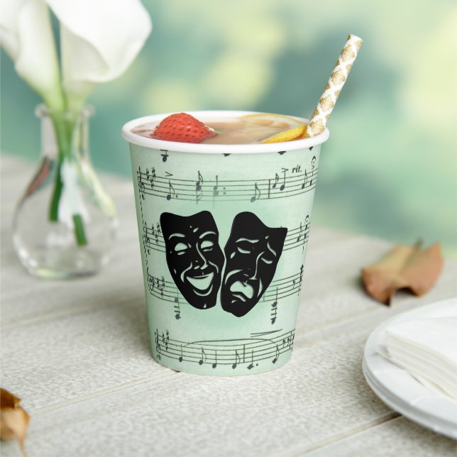 Green Music and Theatre Greek Masks Paper Cups (Insitu)