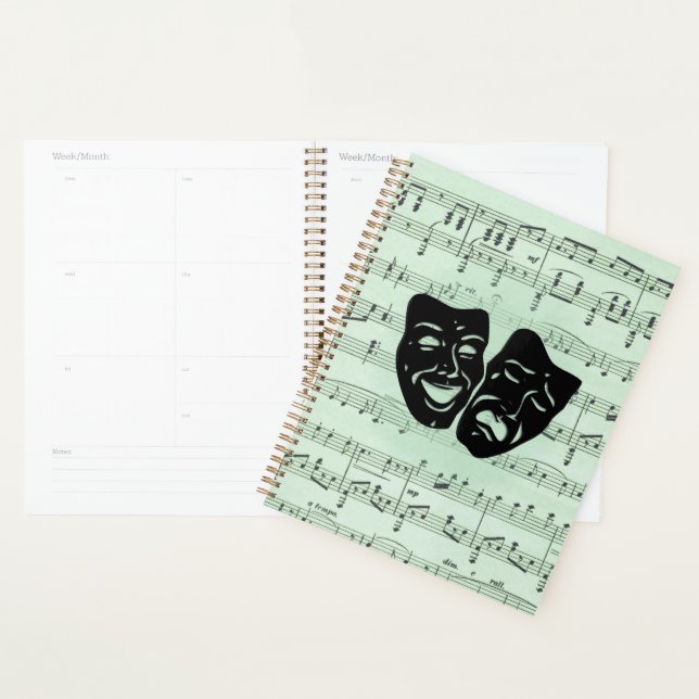 Green Music and Theatre Greek Masks Planner (Display)