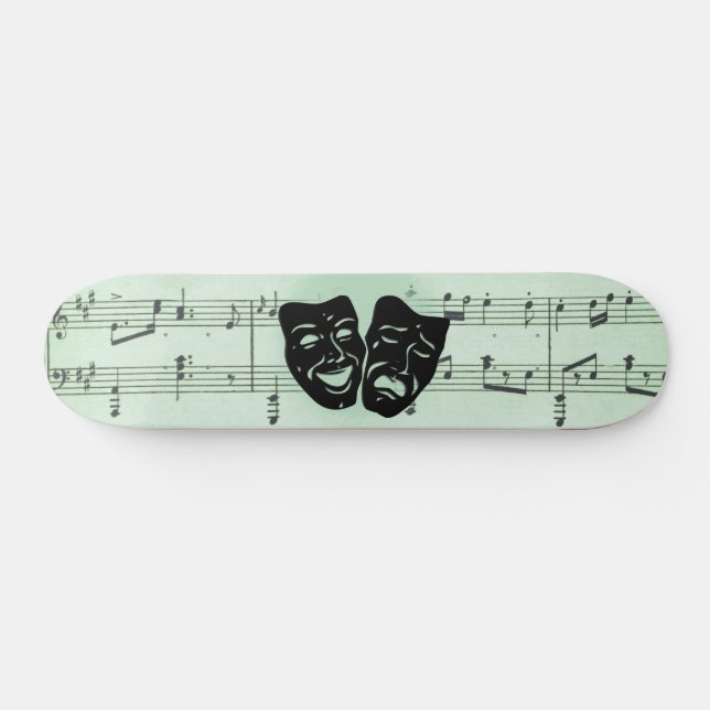 Green Music and Theatre Greek Masks Skateboard (Horz)