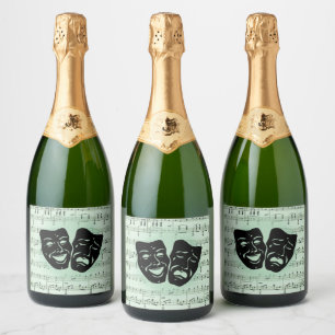 Green Music and Theatre Greek Masks Sparkling Wine Label