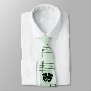 Green Music and Theatre Greek Masks Tie