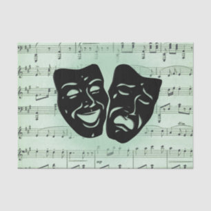 Green Music and Theatre Greek Masks Tissue Paper