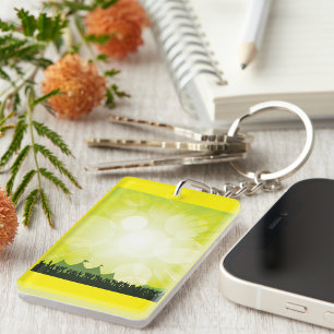 Green Music Festival Silhouette Concert Crowd Key Ring