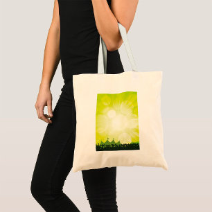 Green Music Festival Silhouette Concert Crowd Tote Bag