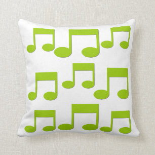 Green Music Notes Theme Pillow Cushion