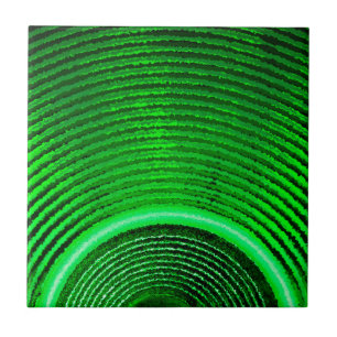 Green music speaker and sound waves tile