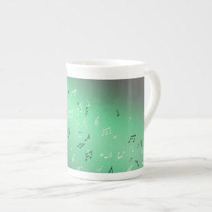 Green Musical Notes in the Moonlight Bone China Mug