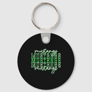Green Mustang Pride School Srit Game Day Mustangs  Key Ring