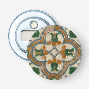 Green mustard Spanish floral Geometric Azulejos Bottle Opener
