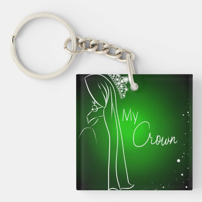 Green My Crown Square (double-sided) Keychain (Front)