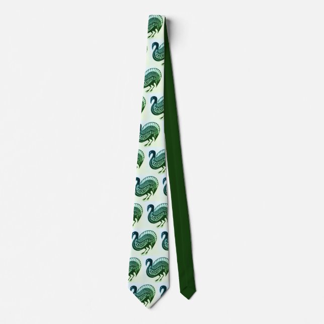 Green Mycenaean Greek Inspired Bird Neck Tie (Front)