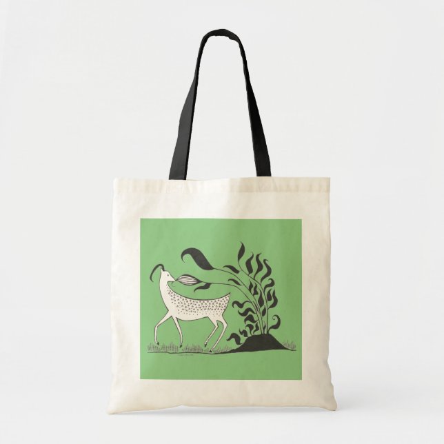 Green Mycenaean Greek Inspired Goat Tote Bag (Front)