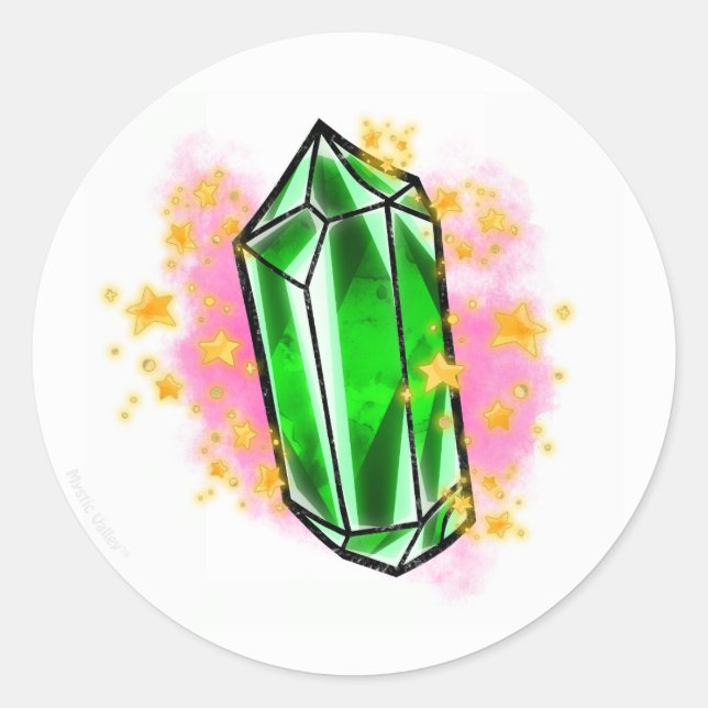 Green mystical radiant gemstone sticker (Front)