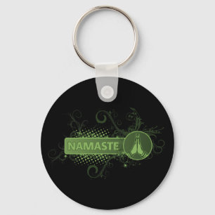 Green Namaste English Key Ring