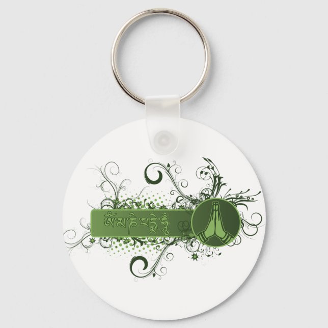 Green Namaste Tibetan Key Ring (Front)