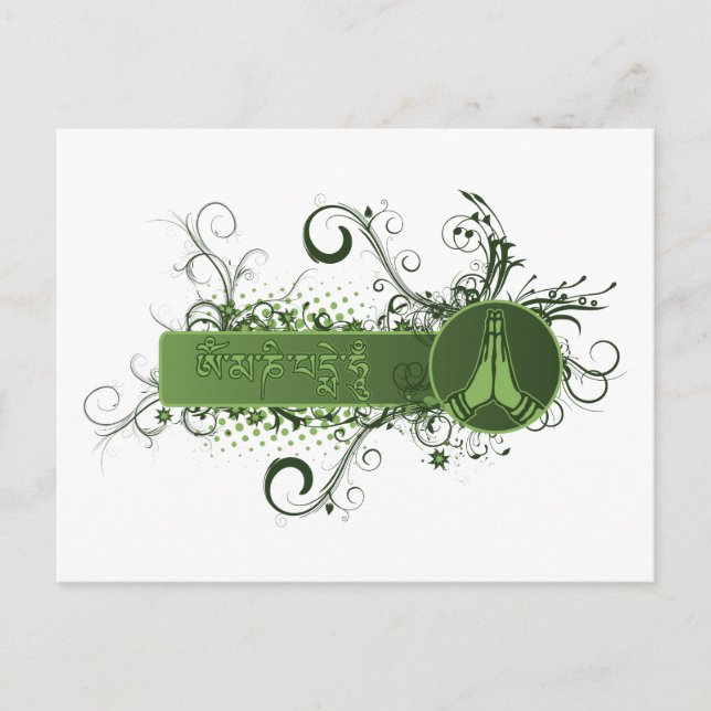 Green Namaste Tibetan Postcard (Front)