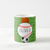 Green Name Boys Sports Baseball Pattern Kids