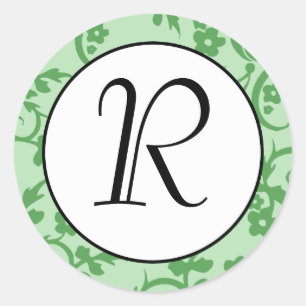 Green Natural Pattern Monogram Initial Sticker