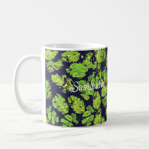 Green Nature Acrylic Paint Leaf Coffee Mug