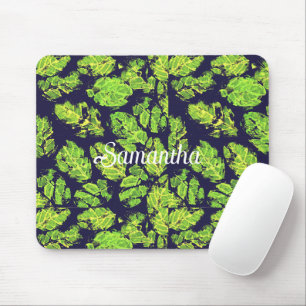 Green Nature Acrylic Paint Leaf Mouse Mat