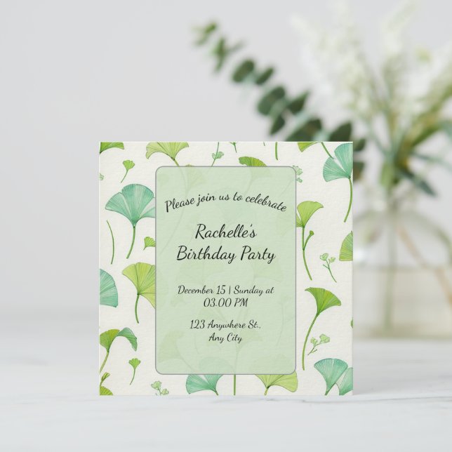 Green Nature Craft | Botanical Scrapbook Invitation (Standing Front)