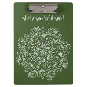 Green Nature Floral Mandala Art Doodle Flowers Clipboard