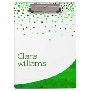 Green Nature Glitter Faux Sparkle Confetti Modern Clipboard