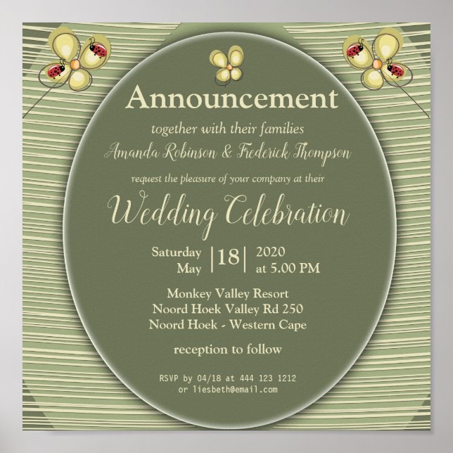 Green Nature Hues & Stripes- Flower Friends Poster (Front)