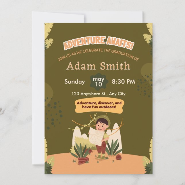 Green Nature Kindergarten Graduation Invite (Front)