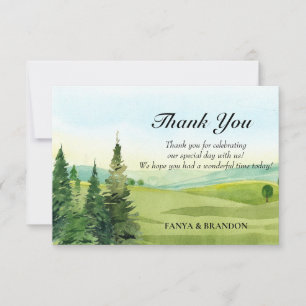 Green nature landscape watercolor  thank you card