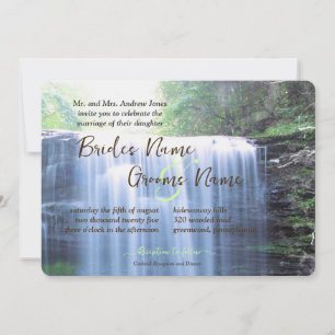 Green Nature Waterfall Wedding Invitation