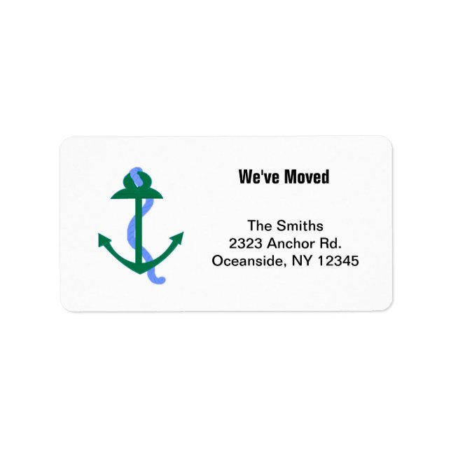 Green Nautical Anchor Label (Front)