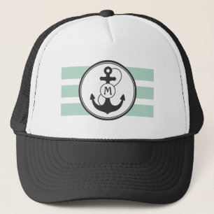 Green Nautical Monogram Trucker Hat