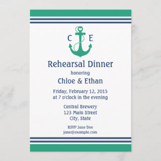 Green Nautical Rehearsal Dinner Invitations
