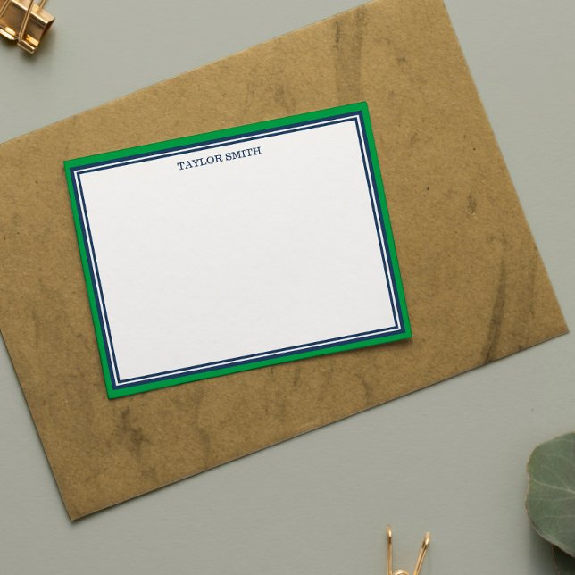 Green & Navy Blue Borders Add Your Name Card (Creator Uploaded)