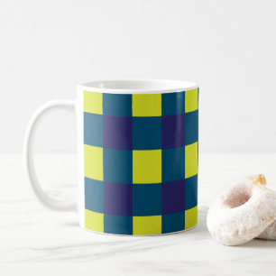 Green Navy Blue Chequerboard Coffee Mug