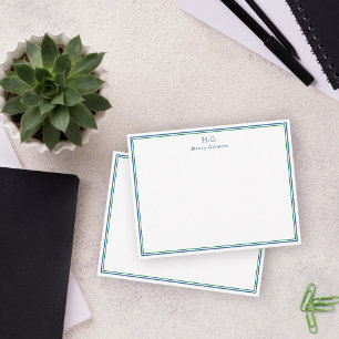 Green Navy Blue Monogrammed Card
