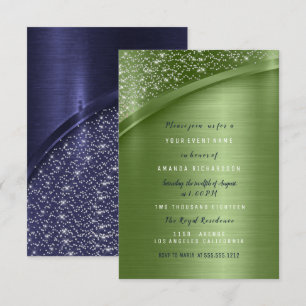 Green Navy Bridal Shower Birthday Sweet 16th Invitation