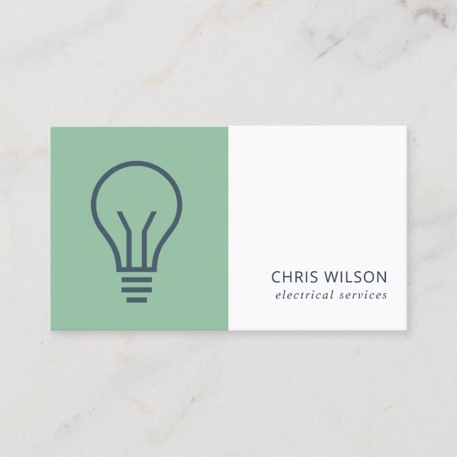 GREEN NAVY GREY ELECTIC BULB ELECTRICIAN ELECTRIC BUSINESS CARD (Front)