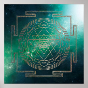 Green Nebula Sri Yantra - Poster